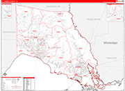St. Tammany County Wall Map Red Line Style